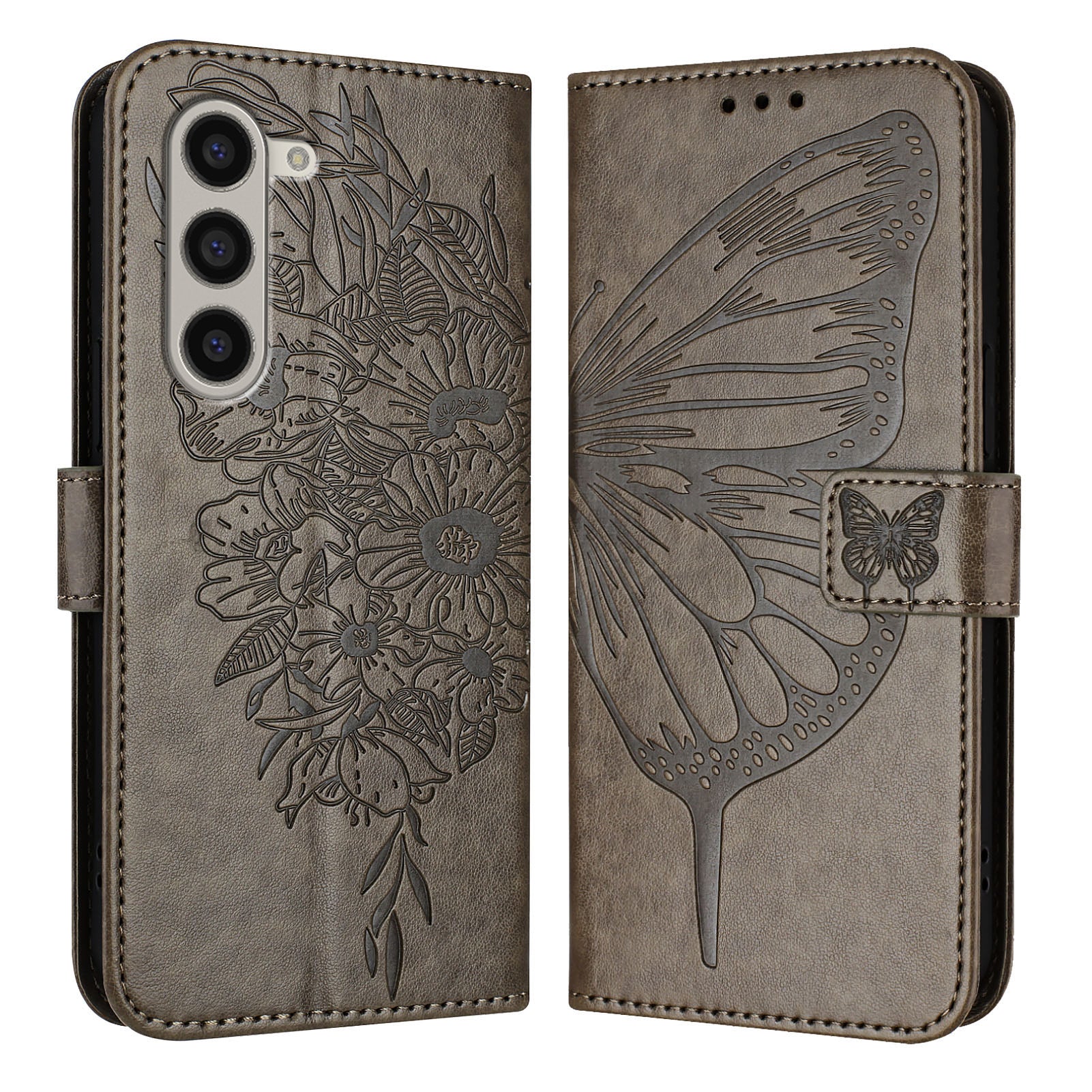 YB Imprinting Series-4 For Samsung Galaxy Z Fold6 5G Case Wallet Leather Phone Cover with Hand Strap - Grey YB Imprinting Series-4 For Samsung Galaxy Z Fold6 5G Case Wallet Leather Phone Cover with Hand Strap - Grey